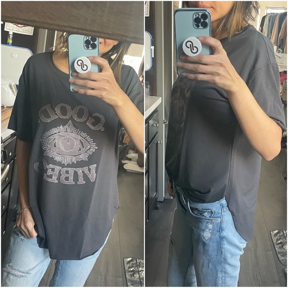 Good Vibes Evil Eye Graphic loose Fit Tee - Picture 2 of 2